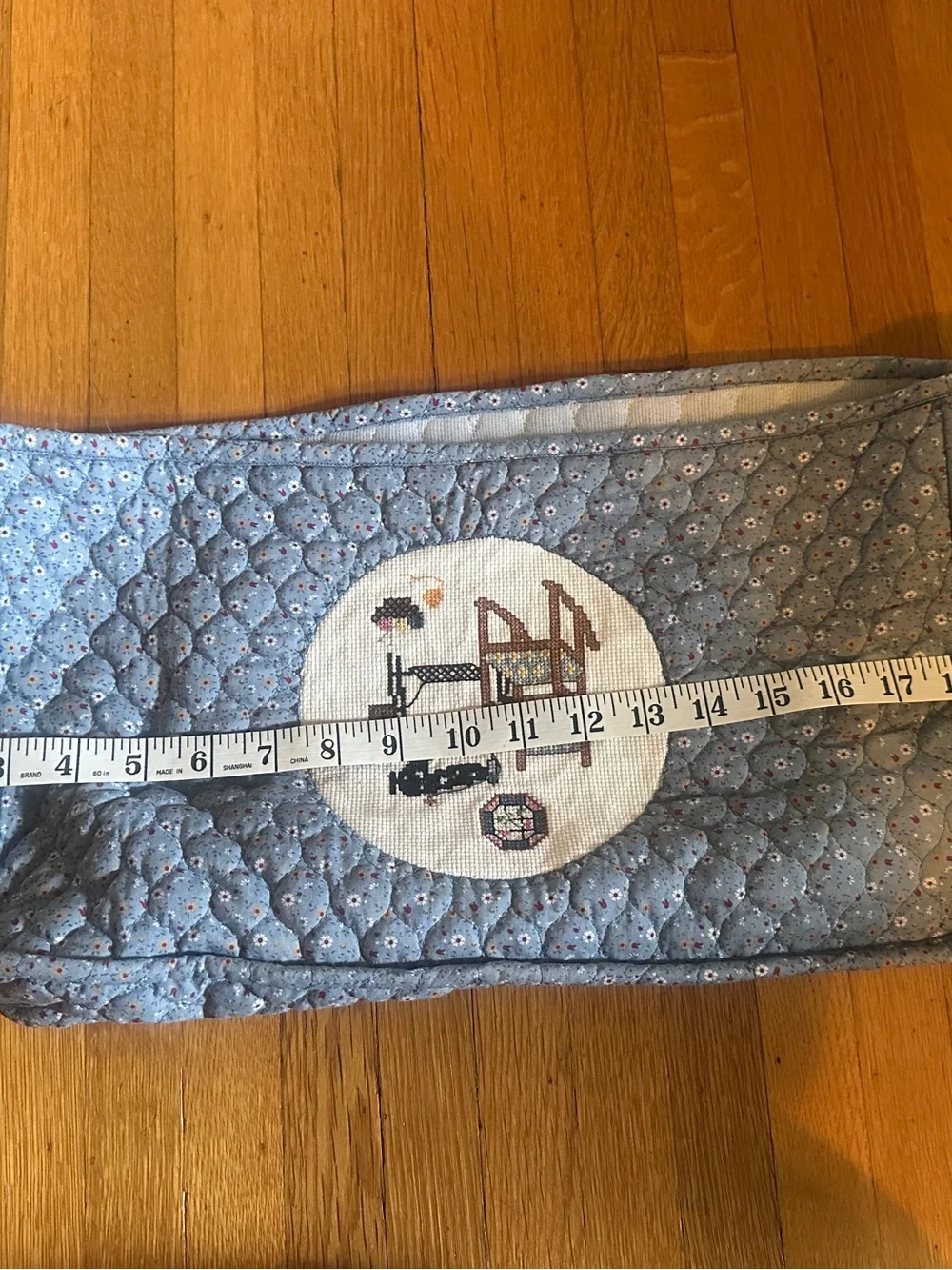 Vtg Handmade Sewing Machine Cover with Cross-stitched Sewing Motif